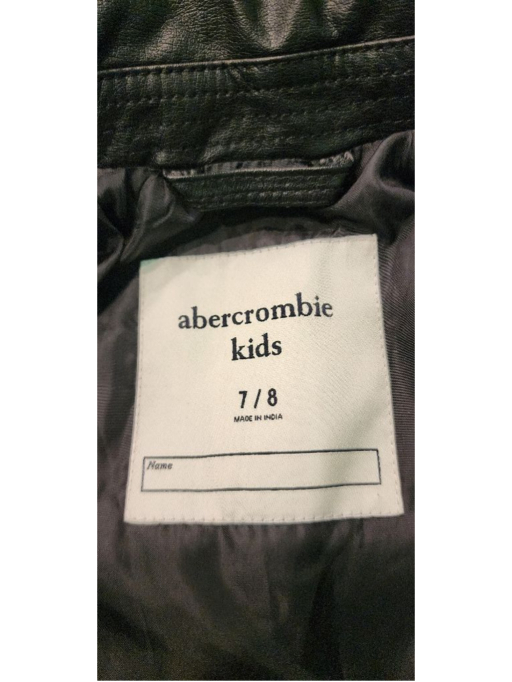 Abercrombie Kids Black Faux Leather Motorcycle Moto Biker Jacket Size 7/8 - Picture 7 of 8